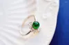 Klusterringar JHY317 Emerald Ring Pure 18K Gold Jewelry Nature Green 5.84mm Gemstone Diamond Female For Women Fine