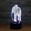 Veilleuses éléphant 3d coloré lampe à Led acrylique Luminaria De Mesa Usb décorations De noël cadeau pour chambre de bébé