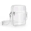 PVC Transparent Woman Crossbody Bags Clear Shoulder Bags Casual Handbags Small Phone Bags Wide Straps Messenger Bags