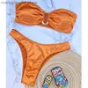 Bikinis de moda de banho feminina 2023 Mulheres banduau de maiô de banho sólida Sexy Swimwear