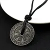 Pendant Necklaces Classic Viking Rune Compass Cutout Odin Necklace Men's Amulet Jewelry Accessories