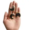 Anhänger Halsketten FUWO Natürlicher Obsidian-Halbmond mit goldbesetztem Doppelhorn-Kristallschmuck für die Halskettenherstellung 5 Teile/los PD308