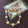 Chokers European och American Spring/Summer Vintage Versatile Elegant Orange Zircon Earnail Necklace 230524