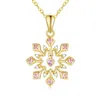 Цепи yfn 14k настоящий золотой колье снежинки для женщин желтый белый молисанит подвесные ожерелья для сердечных украшений подарки