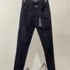 Vêtements de marque Amires Jeans Pantalons en denim Amies High Street Jeans en cuir fendu noir pur Mx1 Boys Slp Marque de mode Pantalon slim polyvalent Distressed Ripped Skinny