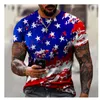 Erkek Tişörtler Erkek Moda ABD Bayrak Çizgileri 3D Baskı Erkek Tişörtleri Büyük boy erkek tişört yaz kısa kollu nefes alabilen erkekler