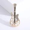 Brooches Rhinestone Guitar For Women Men Music Instrument Party Office Brooch Pins Gifts