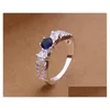 Drie stenen ringen dames sterling sier vergulde blauwe ronde zirkon ring gssr399 mode 925 bord drop levering sieraden dhmfl