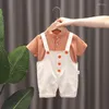 衣類セット幼児の赤ちゃんの夏の服セット半袖格子縞のシャツ総合ショーツボーイズカジュアルジャンプスーツ2PCSスーツ