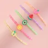 Strand 5Pcs Set Beach Handmade Beads Elastic Rope Colorful Bracelet Cute Clay Fruits Lemon Pendant Bracelets For Girls Jewelry