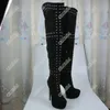 Olomm Frauen Plattform Overknee Stiefel Sexy Stud Dünne Heels Stiefel Runde Kappe Schwarz Blau Weinrot Party Schuhe Frauen UNS Größe 5-15