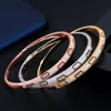 Bangles Cwwzircon Micro Pave Kübik Zirkonya Gül Altın ve Gümüş Renk Aşk Yılan Leoparı Açık Kumba Bileklik Kadınlar İçin Hediye BG032