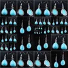 Dangle Lustre Femmes Boucles D'oreilles Turquoises Naturelles Pierre Gemme Larme Perle Reiki Guérison Bohème Bijoux R3179 Drop Delivery Dh7Wc