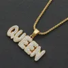 Collana per catena maschile Link cubano Catene oro Gioielli ghiacciati Hip Hop Hop Full Diamond Letter Necklace