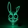 Parti Maskeleri LED Glow Ferank Uzun Katlanmış Kulaklar Tavşan Glow Maske Anime Cos Kedi Yüzü Cadılar Bayramı 230523