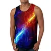 Tanques masculinos tops junior manga longa masculina fashion fashion casual praia litoral digital 3d impresso no pescoço redondo camisetas com camisa sem mangas para homem