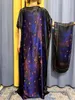 Ubranie etniczne muzułmańskie mody Abayas dla kobiet 2023 Purple print z krótkim rękawem jedwabny jilbab afrykańskie tradycyjne sukienki letnia kobieta z