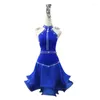Stage Wear 2023 Blue Dance Dress Professional Latin Competition Performance Dacne Tassel