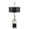 Bordslampor 2023 American Lamp Copper Crystal Marble Branch Creative Luxury vardagsrum sovrum eldekorativ