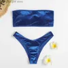 Bikinis de veludo de roupas de banho feminina 2023 Mulheres Bandeau brasileiro Bandeau de banho sólido Sexy Swimwhewear Bathers Bathers Bathing Swimming Swim Tise T230524