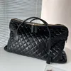 Large Capacity Travel Bag Black Tote Bags Genuine Leather Handbag Cowhide Diamond Lattice Zipper Open Lock Decoration Fashion Letter High Quality Lady Shoulder Bag