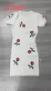カジュアルドレスベスティドスデュージャーボディコンスリム半袖刺繍入りローズニットドレス女性用ホワイトマキシバースデーセーター