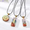 Pendant Necklaces Retro Multi Color Square Natural Stone Women Men Couple Gift Resin Round Crystal Agates Pendants Sweater Chain Jewelry