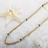 Chaînes En Acier Inoxydable Plaqué Or Corde Chaîne Malachite Pierre Vert Collier Pour Femmes Filles Étanche En Gros Vintage Bijoux Cadeau