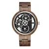 Relógios de pulso Vintage Red Wood Men's Watch Creative Creative Gear