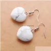 Dangle Chandelier Natural White Turquoise Beads Stone Earrings For Women Romantic Heart Shaped Pendant Hanging Earring Fashion Jew Dhfft