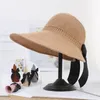 Beretten Zomer opvouwbare blaas lege top Zon hoed vrouwelijk vakantie strand Sunblock Big Em vouwstro -hoeden