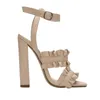 Sandaler Woman Woman Summer Style Böhmen High-Heel Vintage Flowers Yellow Beige Shoes Pumps Sexy