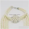 Earrings Necklace Set Trendy Beads Pearl Flower Layers Sweater Chain Jewelry For Woman Party Personality Costume Accessori Dhgarden Dha8M