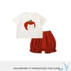 Roupas conjuntos de roupas para meninas roupas de algodão roupas de maçã tshirts e calças conjuntos infantis de caldas de primeira linha infantil infantil infantil infantil infantil