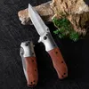 2023 New Spot Outdoor Folding Knife High Hardness Self-Defense Portable Color Wooden Handle Small Knife Portable Army Knife Camping Fruit Knife Free Shipping