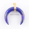 Pendentif Colliers Pierres Naturelles Croissant De Lune Pendentifs Or Couleur Reiki Femmes Bijoux Lapis Lazi Rose Quartzs Opalite Bn328 Drop Del Dhcwf