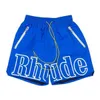 デザイナーショーツRhude Summer Fashion Beach Pants Men High Quality Street Wear Red Blue Black Purple Mens Short USサイズ：S-XL 1 6WA1