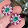 Dange oorbellen PLISTIE 925 Zilver voor vrouwen Fashion Vintage Lab Emerald Oor Stud Dazzling Moissanite Earring Fijne sieraden