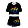 Tracksuits voor dames LGBT Fashion Cosplay Costuums 3D Tweede stuken Set Women Shorts en T -shirt Streetwear Rainbow Flag Lesbians Gays Tracksuit