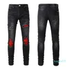 2023-Fashion Men's Foreign Trade Light Blue Black Jeans Pants Motorcykelcyklist Män tvättar för att göra de gamla Fold Men-byxorna Casual Runway Denim