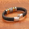 Bracelets porte-bonheur Style vintage hommes Bracelet en cuir tricoté cadeau de fête des pères prix de gros