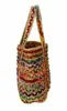 Förvaringspåsar handväskor jute axelväska strip tote multicolor