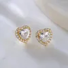 Stud Earrings Mafisar Luxury White Love Heart Zircon Stone Fine Gold Plated Ear Rings Send Women Friend Trendy Jewelry Gift