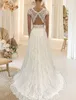 Plage Dos Ouvert Robe De Mariée Balayage Train A-ligne Cap Manches Col En V Dentelle Appliques Boho Robes De Mariée Robes De Novia Customed Robe De Mariage 2023