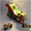 Christmas Decorations Sleigh Tree Wooden Advent Calendar Countdown Xmas Party Decor 24 Ders With Led Light Ornament 201127 Drop Deli Dhp9X