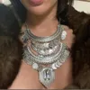 Sautoirs Mode Argent Plaqué Vintage Déclaration Grand Collier Collier Femmes Boho Ethnique Indien Maxi Grand Chunky Collier Ras Du Cou Bijoux 230524