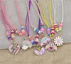 Glitter Necklace Bracelets for Teen Girls Women Animal Fruit Plant Flower Polymer Clay Stacked Rainbow Beads Friendship Colorful Rope Jewelry Anklets