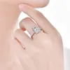 Anillo de promesa de diamante de moissanita de 3 quilates de corte radiante, 100% Plata de Ley 925 auténtica, anillos de compromiso para boda, joyería para mujer