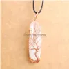 Pendant Necklaces Natural White Crystal Pillar Pendants Handmade Rose Gold Wire Wrapped Tree Of Life For Necklace Jewelry N3752 Drop Dhzxi