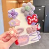 Accessori per capelli Forcine per capelli a forma di fiore di peluche per bambini Clip per arco per animali da frutta adorabili Set per bambini a forma di barretta per bambini